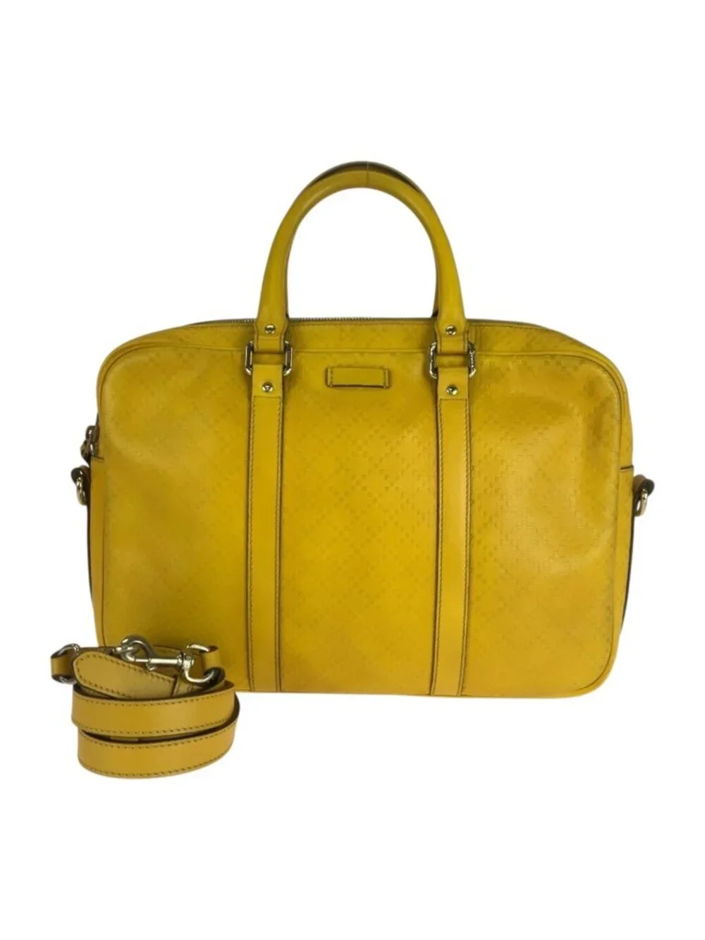Gucci Diamante Yellow Silver Leather Business Briefcase